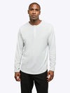 AO Long Sleeve Henley Curve-Hem | White Signature-fit PYCA ProÂ®