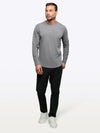 AO Long Sleeve Curve-Hem Tee | Heather Grey Signature-fit PYCA ProÂ®