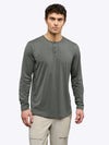 AO Long Sleeve Henley Curve-Hem Tee | Castor Grey Signature-Fit PYCA ProÂ®