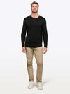 AO Long Sleeve Henley Curve-Hem | Black Signature-fit PYCA ProÂ®