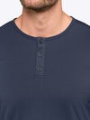 AO Long Sleeve Henley Curve-Hem | Pacific Blue Signature-fit PYCA ProÂ®