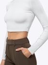 Long Sleeve Tomboy Tee Cropped | White Slim-fit Tomboy-Cottonâ¢