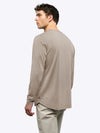 AO Long Sleeve Henley Curve-Hem Tee | Pure Cashmere Signature-Fit PYCA ProÂ®