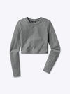 Long Sleeve Tomboy Tee Cropped | Heather Grey Slim-Fit Tomboy-Cottonâ¢