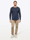 AO Long Sleeve Henley Curve-Hem | Pacific Blue Signature-fit PYCA ProÂ®