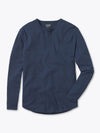 AO Long Sleeve Henley Curve-Hem | Pacific Blue Signature-fit PYCA ProÂ®