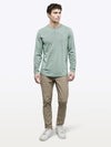 AO Long Sleeve Henley Curve-Hem Tee | Slate Grey Signature-Fit PYCA ProÂ®