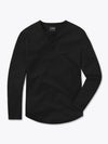 AO Long Sleeve Henley Curve-Hem | Black Signature-fit PYCA ProÂ®