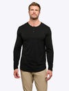 AO Long Sleeve Henley Curve-Hem | Black Signature-fit PYCA ProÂ®