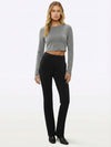 Long Sleeve Tomboy Tee Cropped | Heather Grey Slim-Fit Tomboy-Cottonâ¢