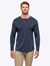 AO Long Sleeve Henley Curve-Hem | Pacific Blue Signature-fit PYCA ProÂ®