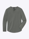 AO Long Sleeve Henley Curve-Hem Tee | Castor Grey Signature-Fit PYCA ProÂ®