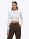 Long Sleeve Tomboy Tee Cropped | White Slim-fit Tomboy-Cottonâ¢