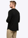 AO Long Sleeve Henley Curve-Hem | Black Signature-fit PYCA ProÂ®