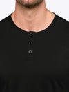 AO Long Sleeve Henley Curve-Hem | Black Signature-fit PYCA ProÂ®
