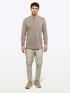 AO Long Sleeve Henley Curve-Hem Tee | Pure Cashmere Signature-Fit PYCA ProÂ®