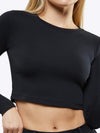 Long Sleeve Tomboy Tee Cropped | Black Slim-fit Tomboy-Cottonâ¢